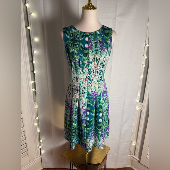Cynthia Rowley Green and Blue Pleated Mini Dress - Picture 11 of 11